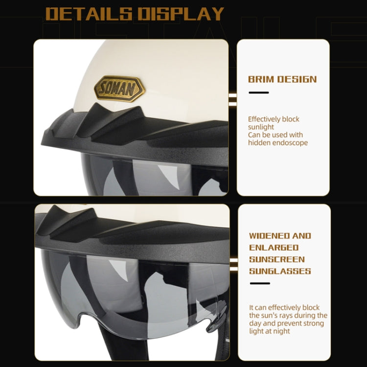 SOMAN Casco Moto Medio Ajustable Con Espejo Interior