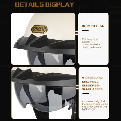 SOMAN Casco Moto Medio Ajustable Con Espejo Interior