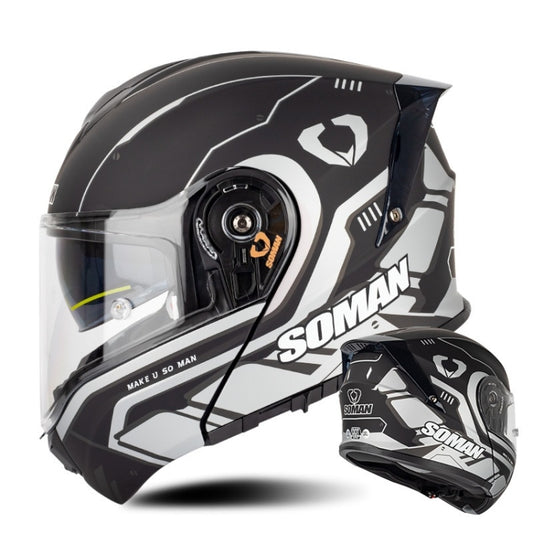 SOMAN Racing Casco Moto Seguridad Doble Lente Supremo