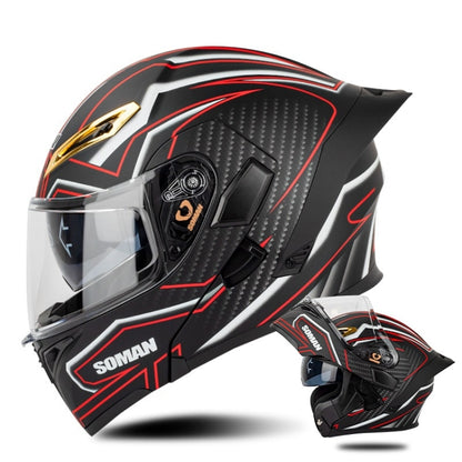 SOMAN Casco Integral Para Motocicleta Con Lentes Dobles Desmontables