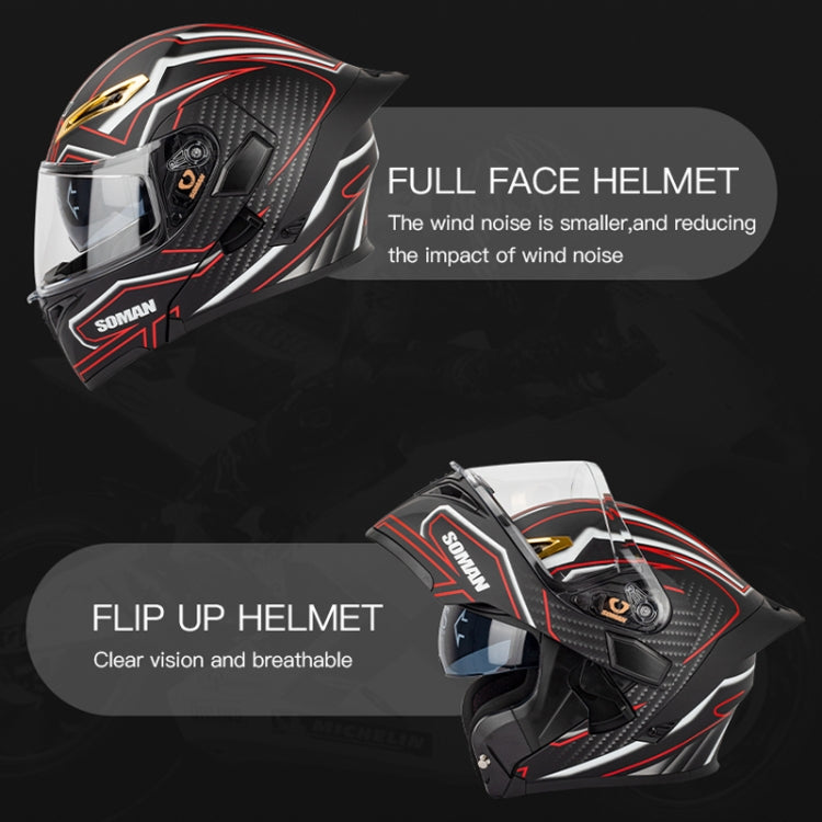 SOMAN Casco Integral Para Motocicleta Con Lentes Dobles Desmontables