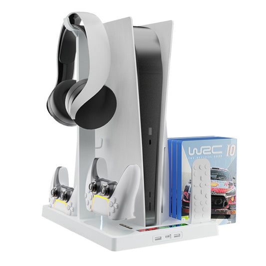 Iplay PS5 Ventilador de 9 Aspas Base Cargador con Estante de Discos