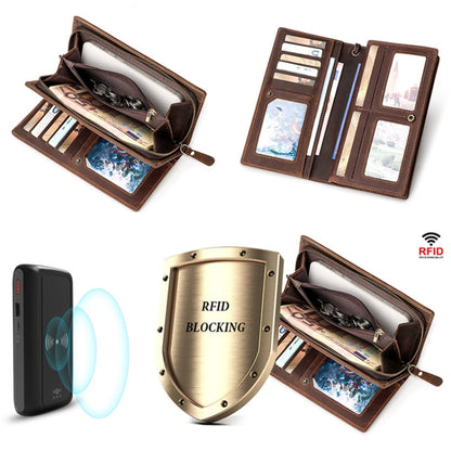 HUMERPAUL Cartera RFID De Cuero Gran Capacidad Antirrobo