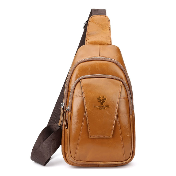 HUMERPAUL Diligent Chest Bag Bolso Mensajero de Cuero Hombre Gran Capacidad