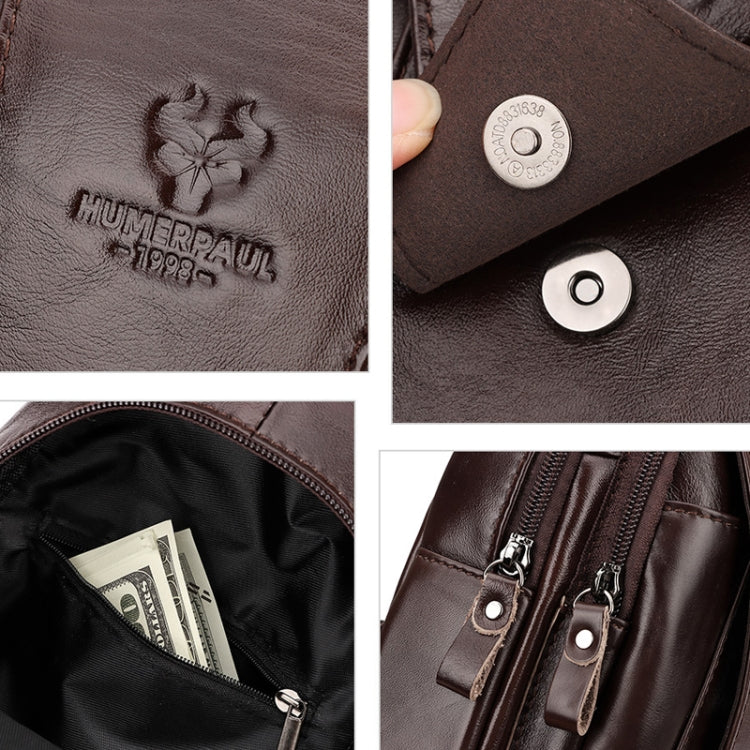 HUMERPAUL Diligent Chest Bag Bolso Mensajero de Cuero Hombre Gran Capacidad