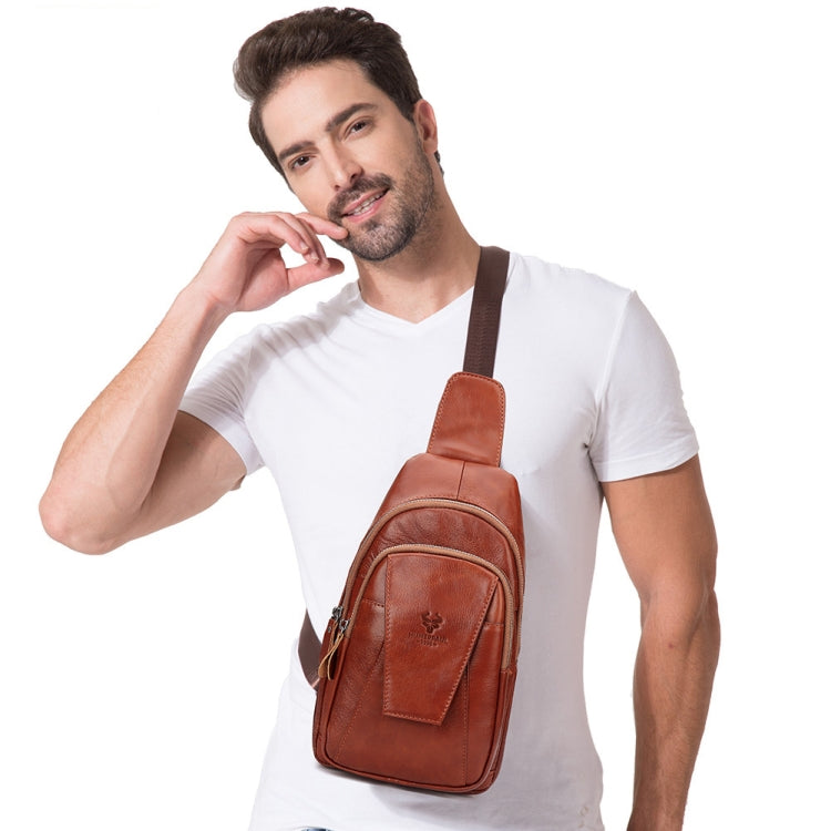 HUMERPAUL Diligent Chest Bag Bolso Mensajero de Cuero Hombre Gran Capacidad