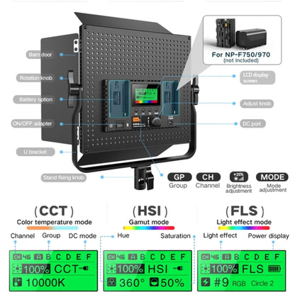 Pixel K80 Lámpara de Panel Fotografía RGB 0-360 45W 2600-10000K