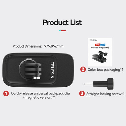 TELESIN Clip Magnético Universal Mochila Liberación Rápida