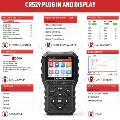 Launch Creader CR529 Escáner OBD2 Lectura De Códigos Del Motor