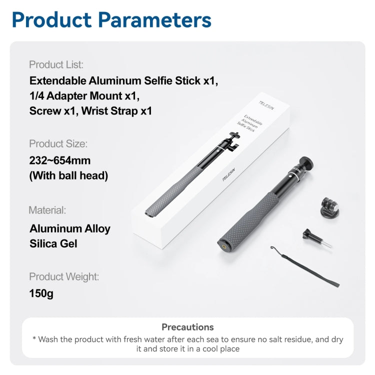 Palo Selfie Stick 65,4 cm Aluminio Cabeza Bola 360