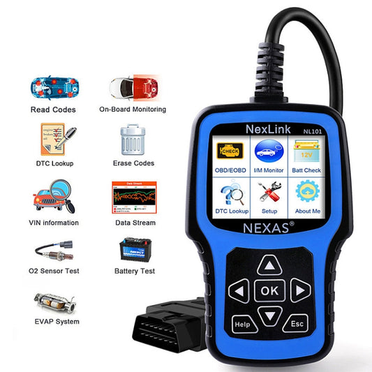Nexas NL101 Escáner OBD2 Herramienta de Diagnóstico y Probador Batería 6V 12V