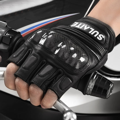 SULAITE Guantes Medio Dedo Fibra De Carbono Motocicleta