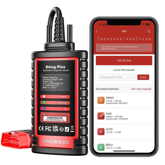 Kingbolen OBD2 Herramienta Diagnóstico Bluetooth 5.0BLE Android iOS Vehículos