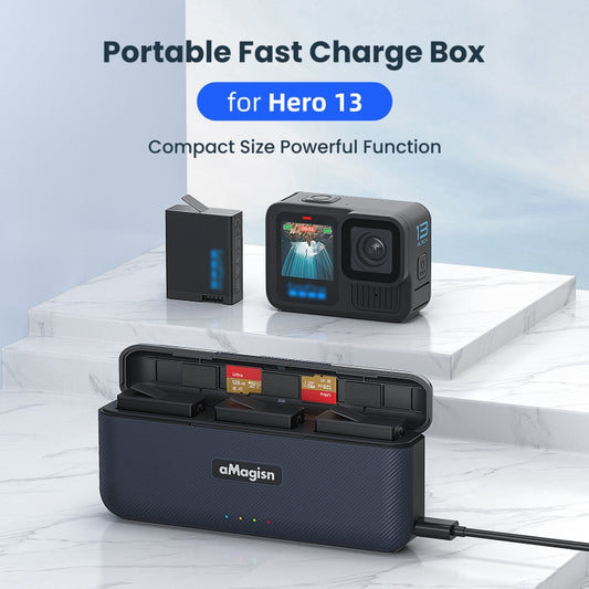 AMagisn GoPro HERO13 Black Estuche De Carga Triple Portátil