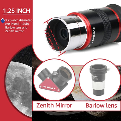 SVBONY F9152A Ocular Para Telescopio 1,25 Pulgadas 68 Grados