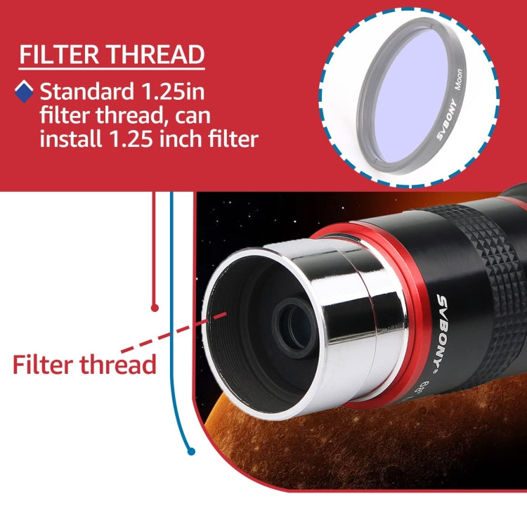 SVBONY F9152A Ocular Para Telescopio 1,25 Pulgadas 68 Grados