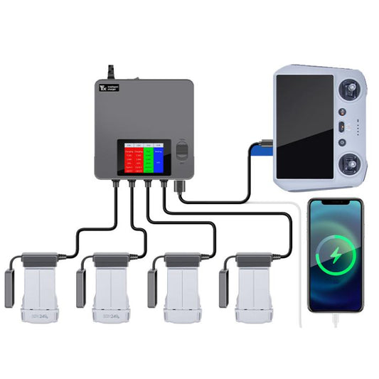 DJI Cargador 4 Puertos con Pantalla para Mini 4 Pro