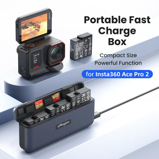 AMagisn Insta360 Ace Pro 2 Caja Carga Rápida Tapa Magnética