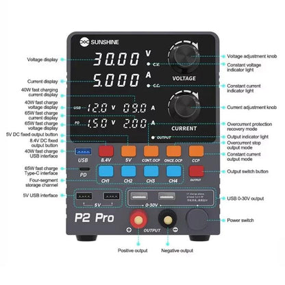 SUNSHINE P2 Pro Regulador CC 0-30V Fuente de laboratorio