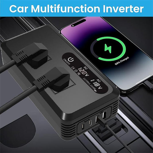 Gurxun Inversor Coche 400W Pantalla Digital Dual USB Tipo C