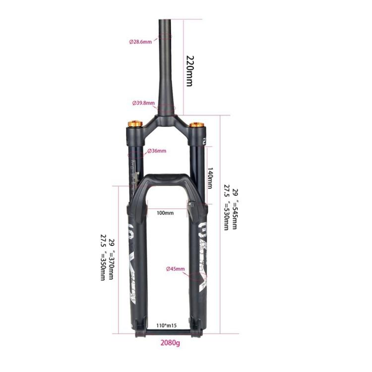 KRSEC XR36 Horquilla Delantera MTB Amortiguación Tubo Recto