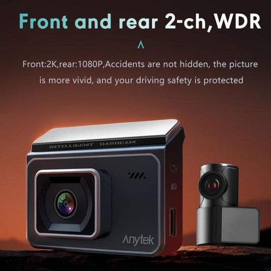Anytek T2 PRO Dash Cam 2K Frontal Oculta 3Inch Grabación Dual Trasera