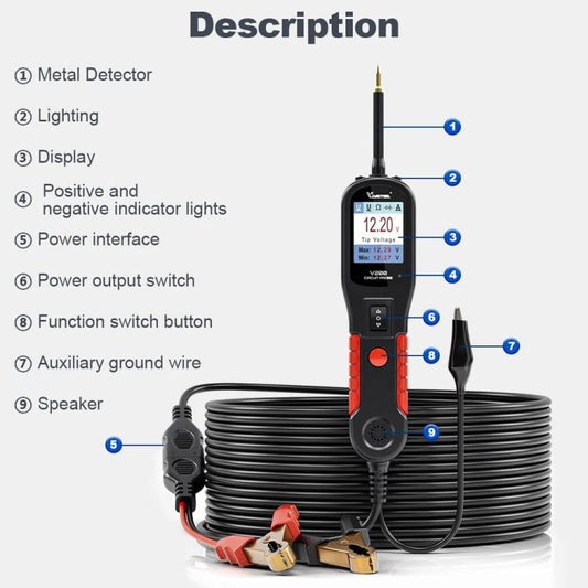 VDIAGTOOL 6-42V Probador Automotriz Detección de Voltaje
