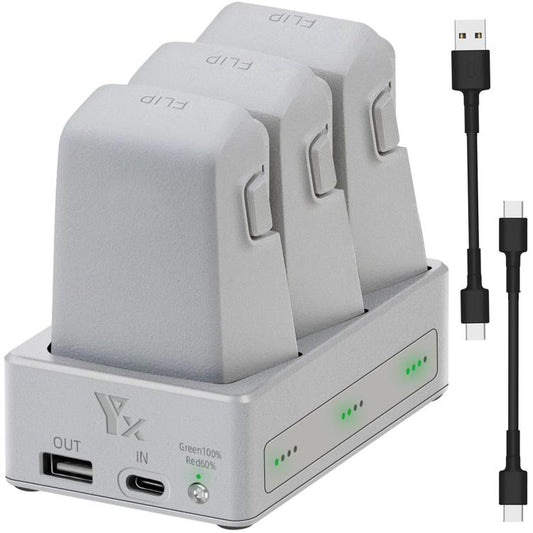 DJI Flip YX 3 Way Charger Cargador Tri Baterías Simultáneas