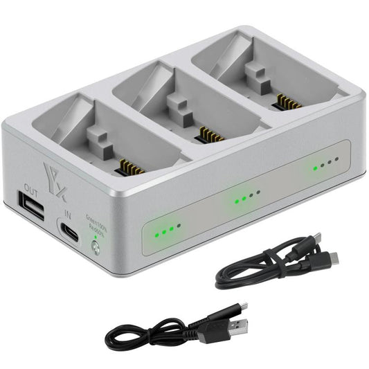 DJI Flip YX 3 Way Charger Cargador Tri Baterías Simultáneas