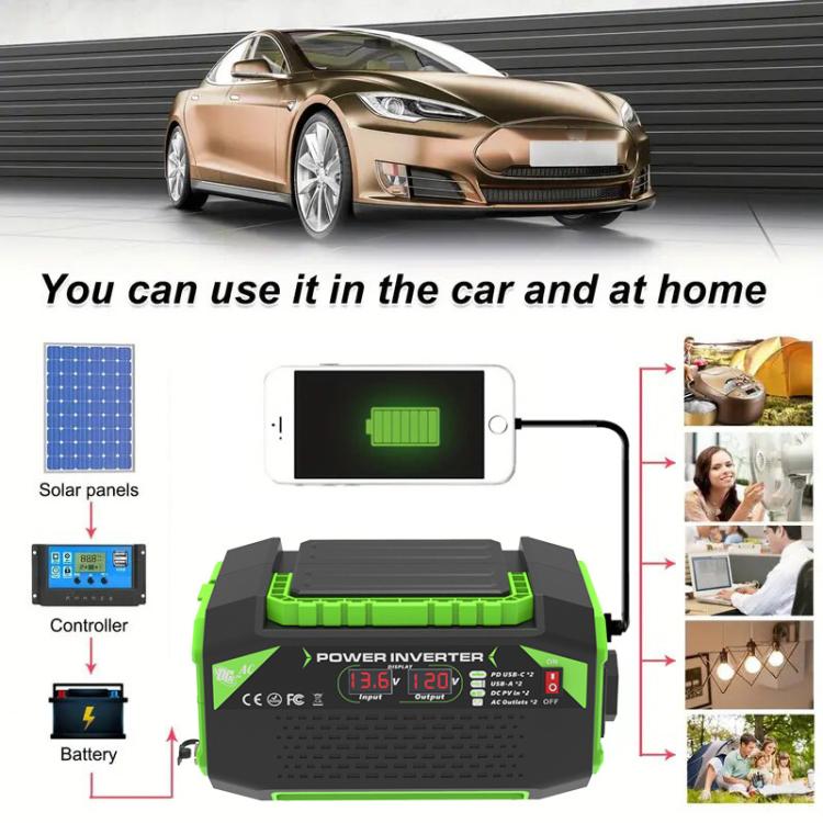 Gurxun Inversor de Onda Pura para Coche Carga USB 25W