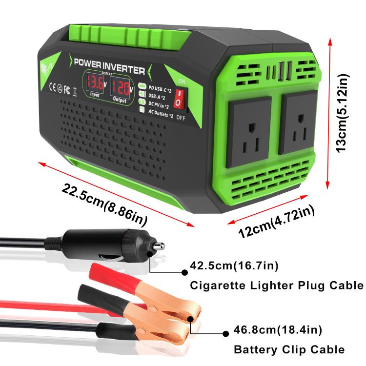 Gurxun Inversor de Onda Pura para Coche Carga USB 25W