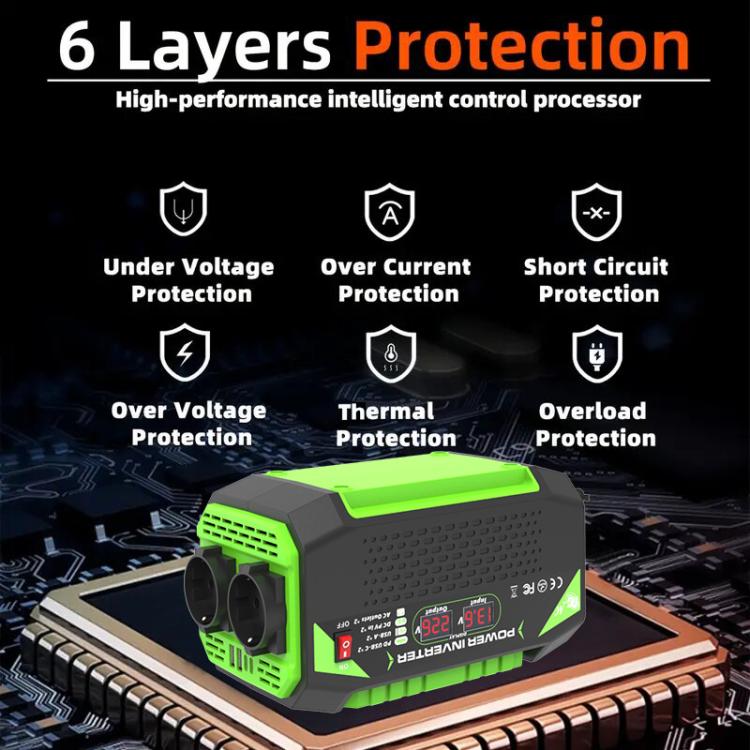 Gurxun Inversor de Onda Pura para Coche Carga USB 25W