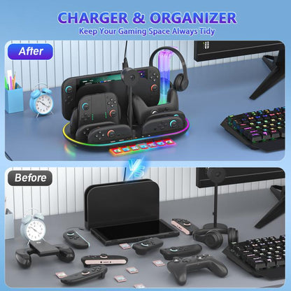JYS NS2322 Base de Carga Nintendo Switch 2 RGB Iluminada