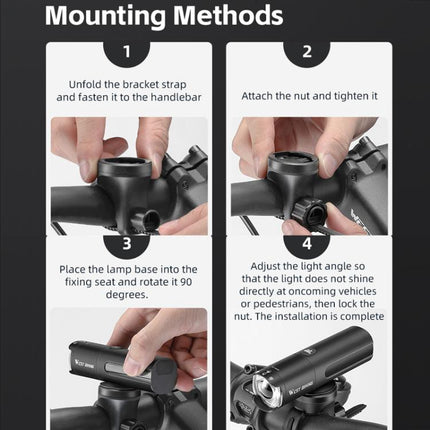WEST BIKING Faro Bicicleta Recargable Alto Brillo 6Niveles Lámpara Visibilidad