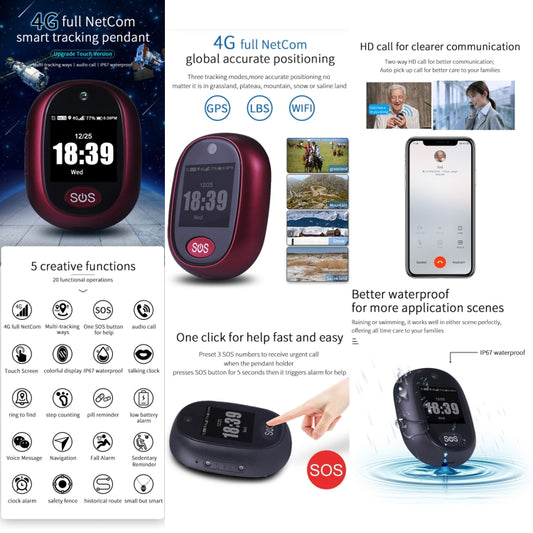REACHFAR RF-V45-B Mini Pantalla Táctil GPS Smart Tracker Colgante 4G