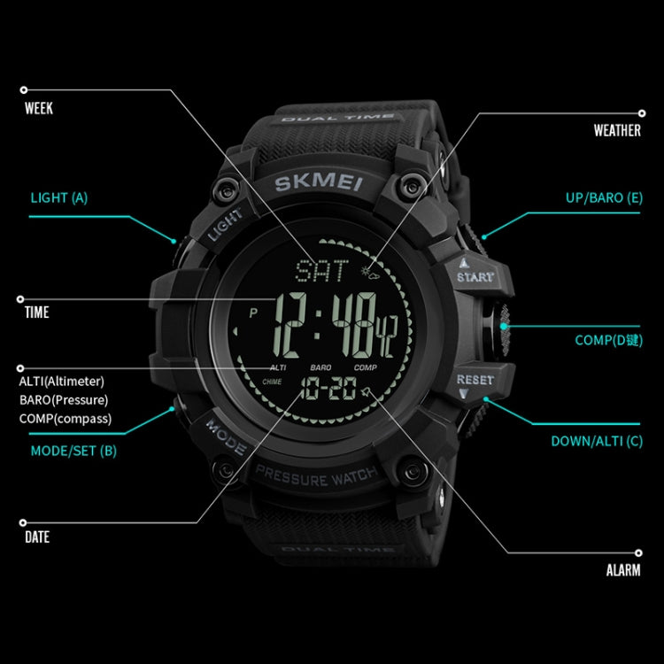 SKMEI 1358 Reloj Deportivo Digital Brújula Portátil