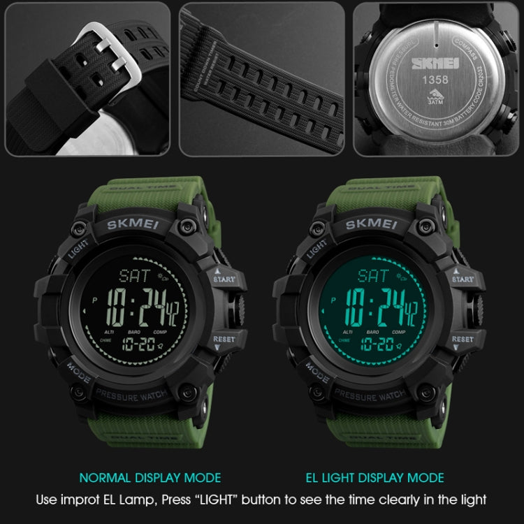 SKMEI 1358 Reloj Deportivo Digital Brújula Portátil