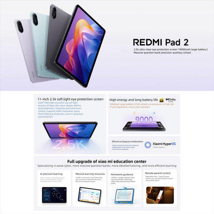 REDMI Pad 2 Tablet PC 11 pulgadas 8GB 256GB HyperOS 9000mAh
