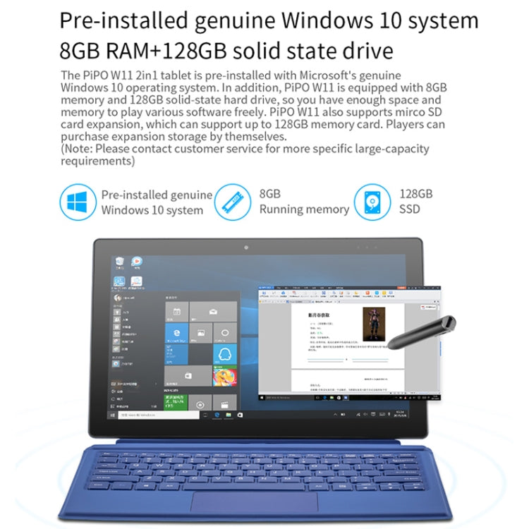 PiPO W11 2 en 1 Tablet PC, 11.6 Pulgadas, 8GB+128GB, Bluetooth 5.1