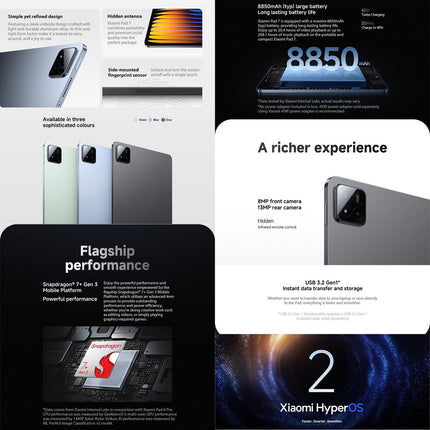 Xiaomi Pad 7 Global 8GB 256GB 11.2 pulgadas 8850mAh HyperOS 2