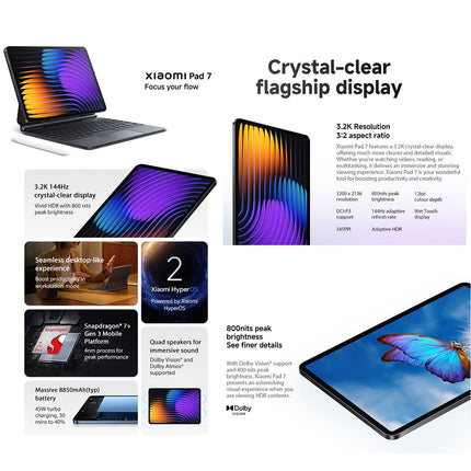 Xiaomi Pad 7 Global 8GB 256GB 11.2 pulgadas 8850mAh HyperOS 2