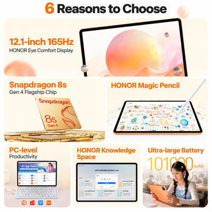 Honor MagicPad4 Tablet WiFi 12.1 pulgadas 165Hz 12GB 256GB MagicOS 10 Snapdragon 8s Gen4