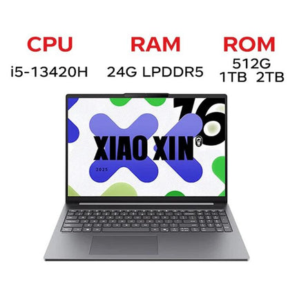 Lenovo XiaoXin 16 2025 Laptop 24GB+512GB Windows 11 Home Intel Core i5-13420H 8-Core Rendimiento Potente