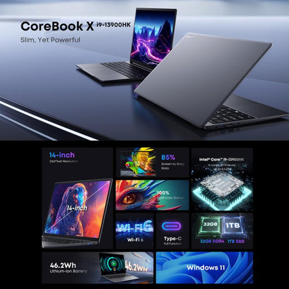 CHUWI CoreBook X Portátil 14 Pulgadas i9-13900HK 32GB 1TB Windows 11 Wi-Fi 6