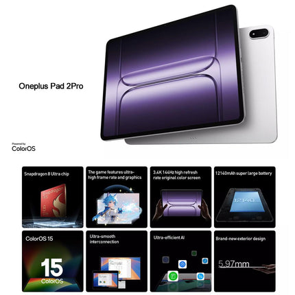 OnePlus Pad 2 Pro Tableta 13.2" 12GB 256GB ColorOS 15.0 Plata