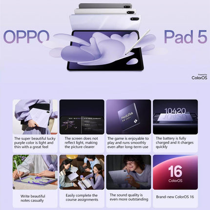 OPPO Pad 5 Tablet PC 12.1 pulgadas 8GB 256GB 3000x2120 Silver