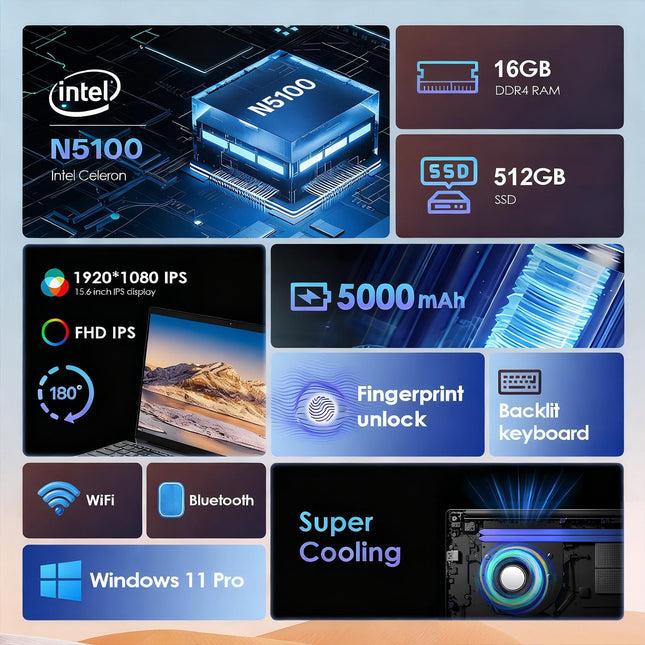 GXMO T152J Laptop 15.6" 16GB 512GB Windows 11 Pro Gris