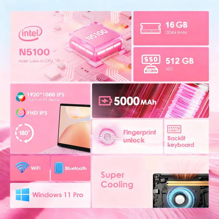 GXMO T152J Laptop 16GB+512GB Windows 11 Pro Desbloqueo por Huella