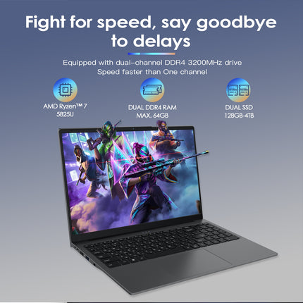 GXMO G156 Laptop 15.6" 32GB 1TB Windows 11 AMD Ryzen 7 5825U