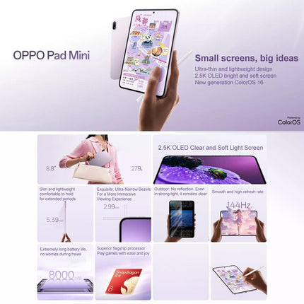 OPPO Pad Mini Tablet PC 8.8 pulgadas 12GB 512GB ColorOS 16.0